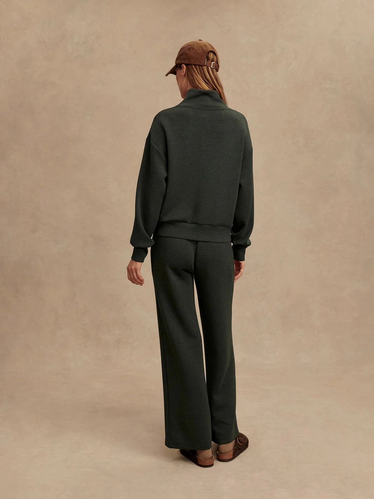 Fray Resistant Edges Varley Davidson Sweat in Olive Marl