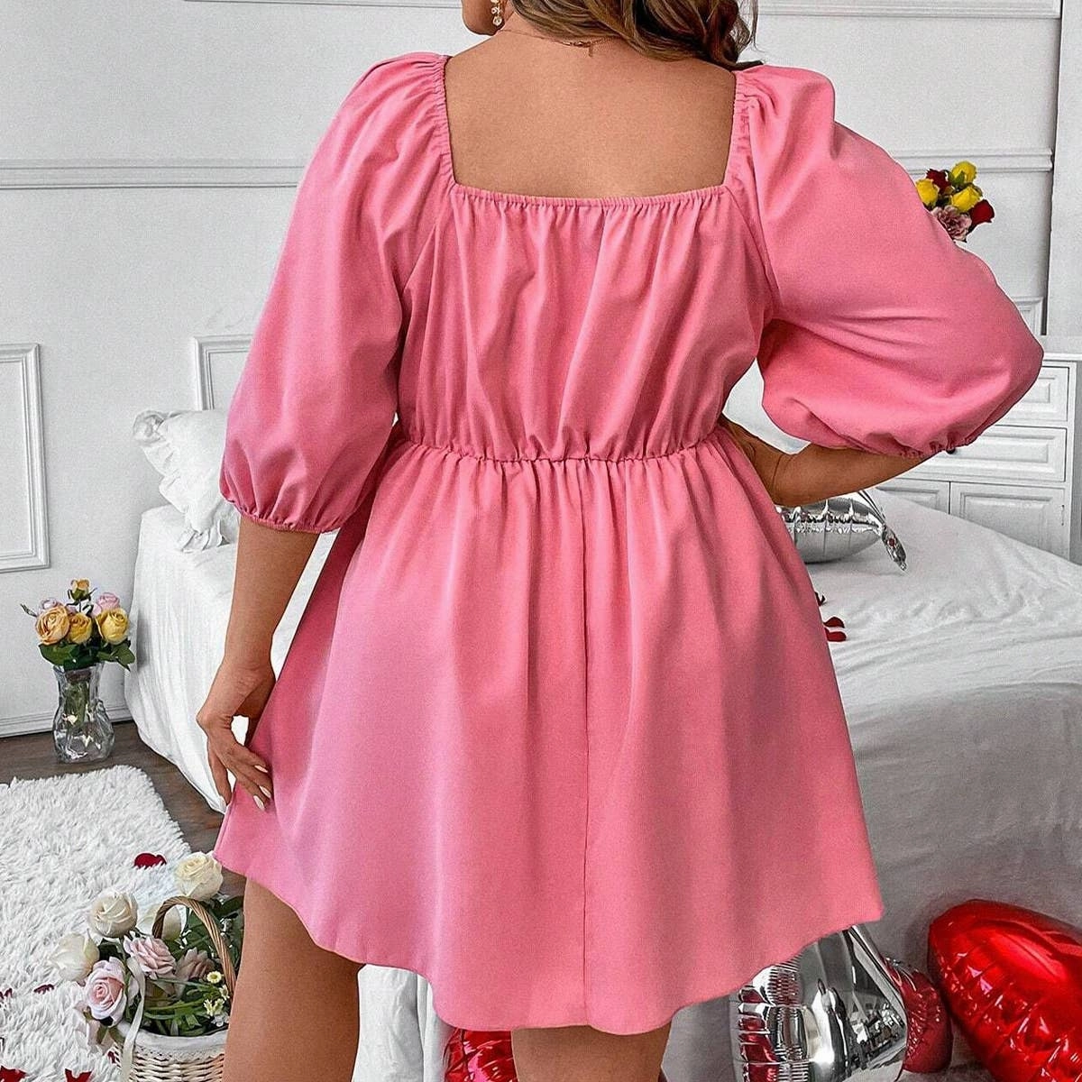BUBBLE SLEEVE A-LINE CASUAL MINI DRESS_CWDSD3332 Fall Inspired