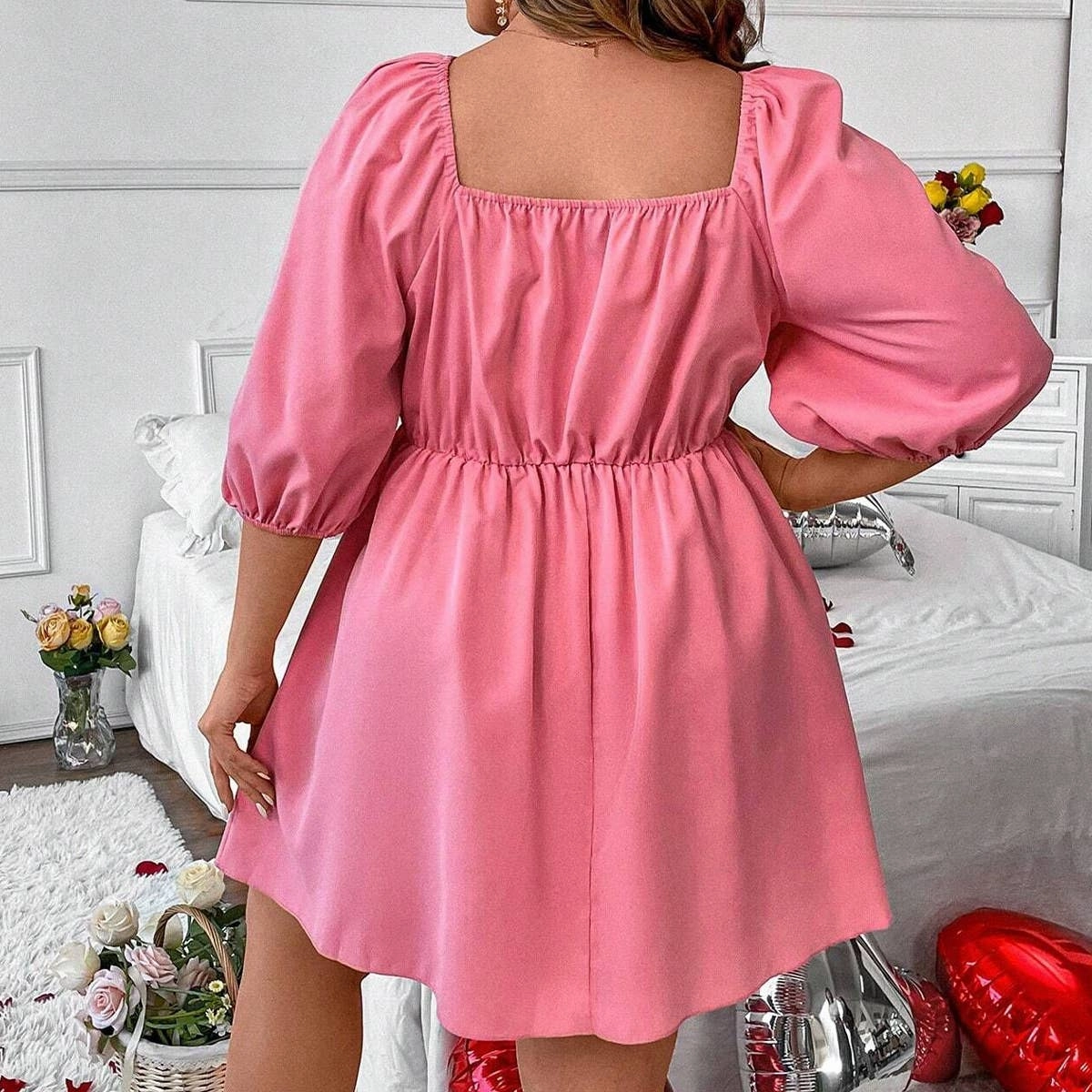 Relax Mode BUBBLE SLEEVE A-LINE CASUAL MINI DRESS_CWDSD3332