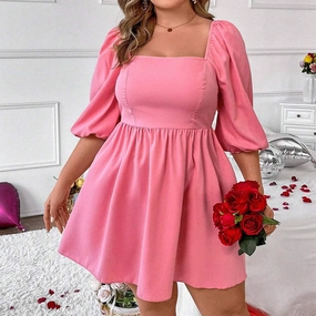 Pure Aesthetic BUBBLE SLEEVE A-LINE CASUAL MINI DRESS_CWDSD3332