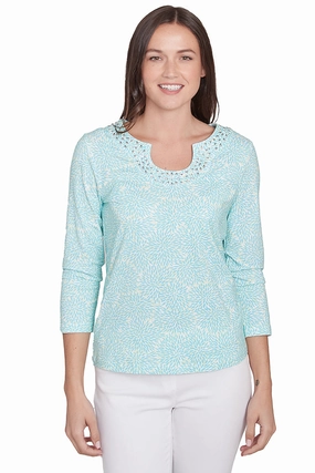Durable Stitch Pattern Spring Thing Horseshoe Neck Top