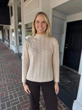 Tyler Boe Gracie Cashmere Sweater in Fog LaserCutVents DoubleLayeredCollar
