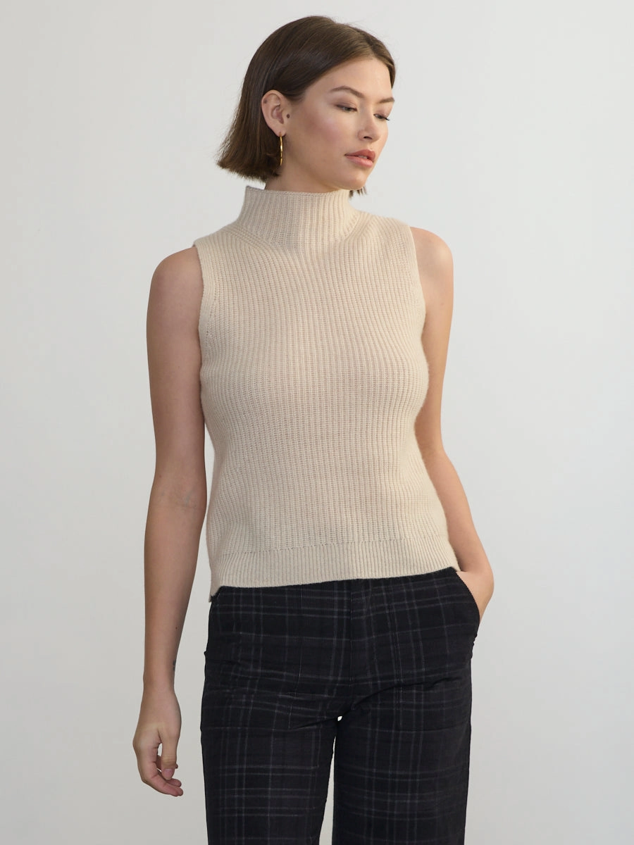 ANSELMO SLEEVELESS TURTLENECK DualLayer Weave