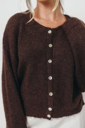 Lucas Cardigan Top in Dark Chocolate AdjustableCuffs ReflectiveAccents