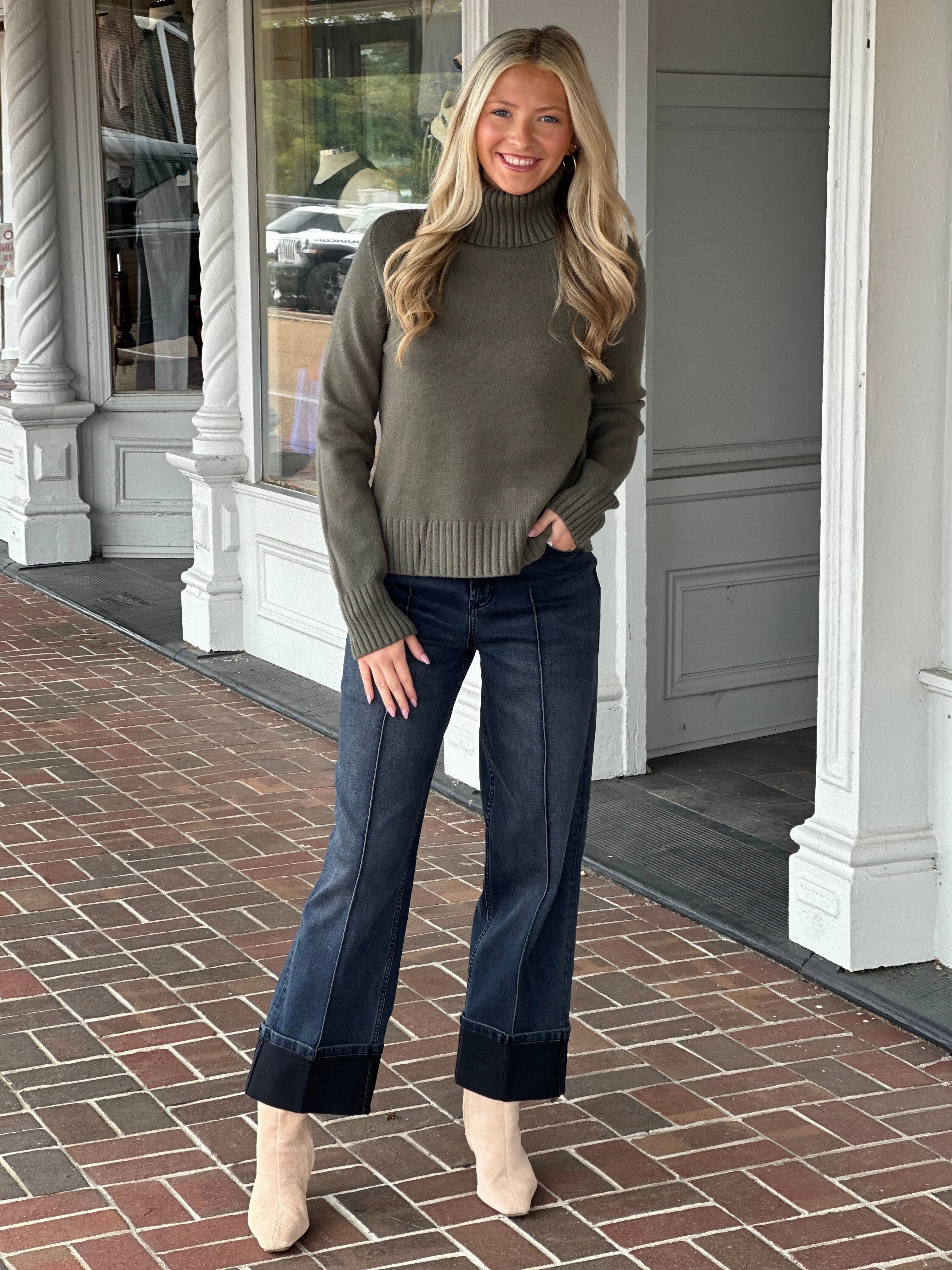 Soft Touch Eco Friendly Dye The Merritt Sweater in Olive