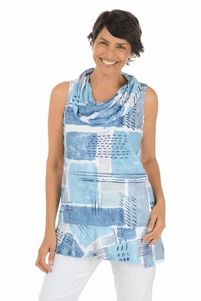 AllDayComfortFit Minimalist Styling Slate Stones Sleeveless Cowl Neck Top