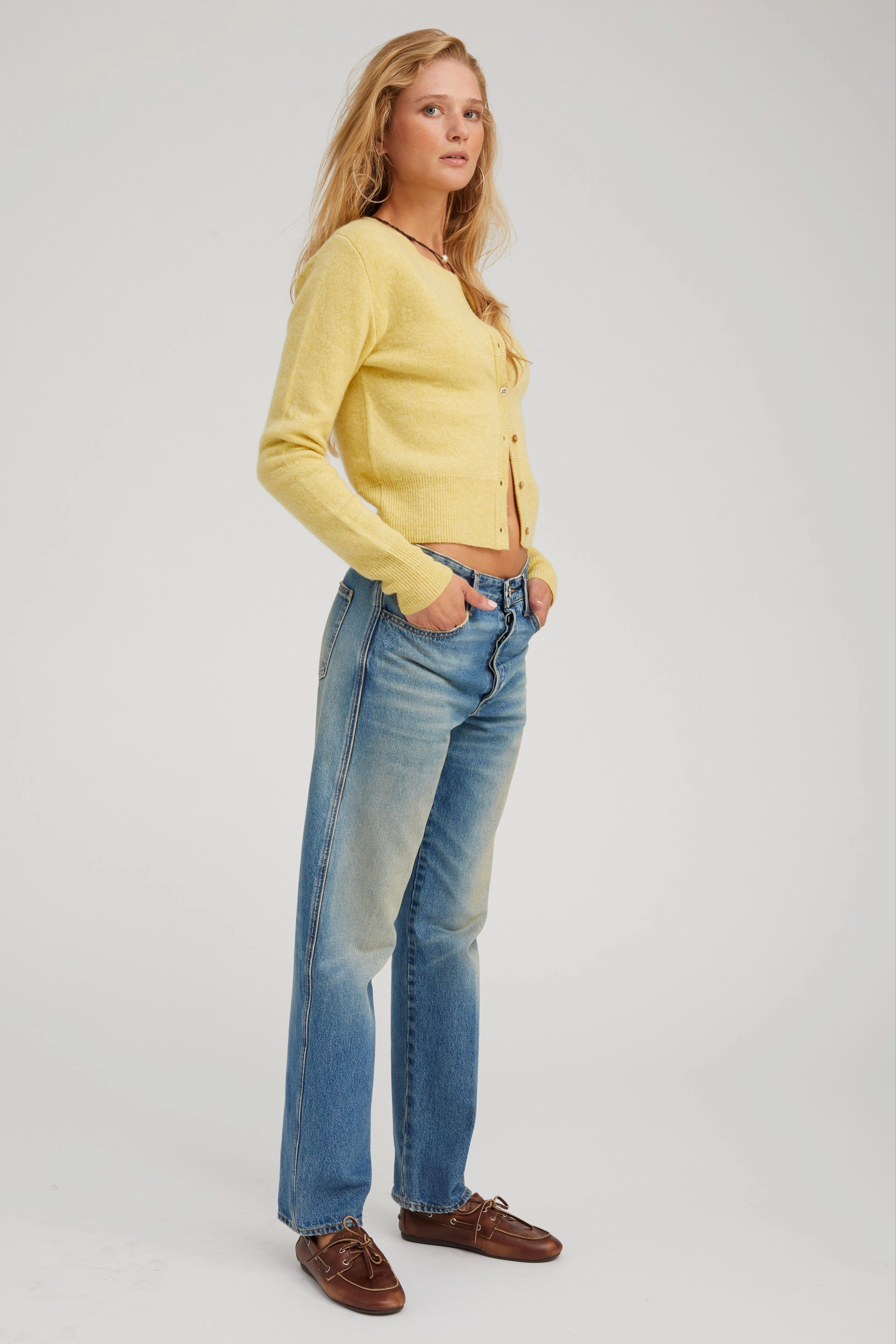 Citrus Cashmere Baby Cardigan AntiFade Treatment Layered Collar Design