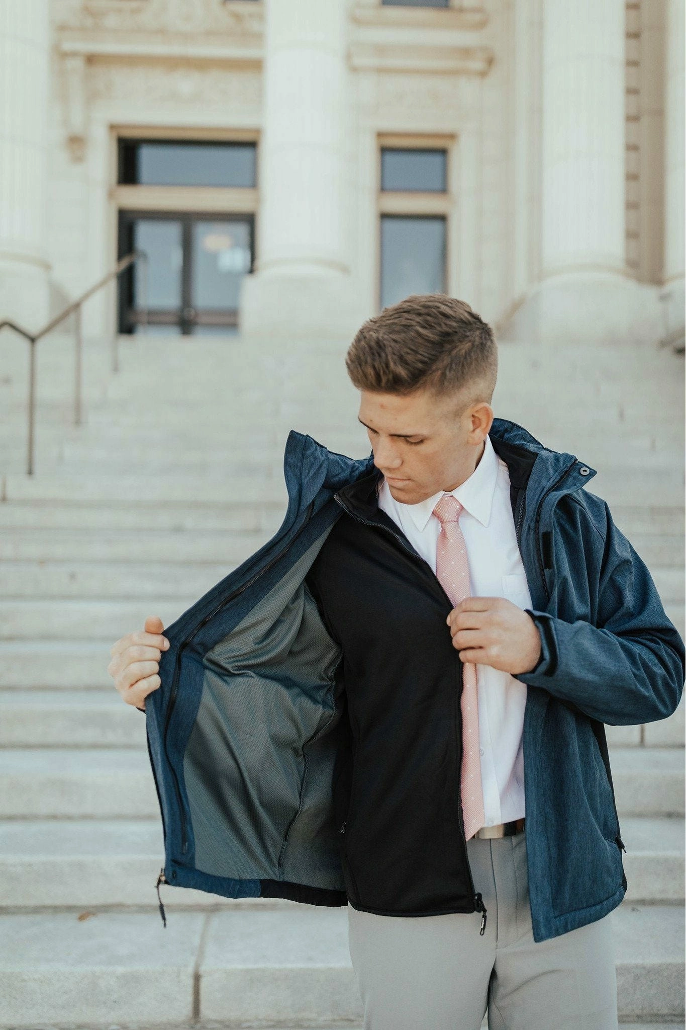 Landway 3-in-1 Coat Heather Deep Blue/Black OdorResistantTechnology hypoallergenic material