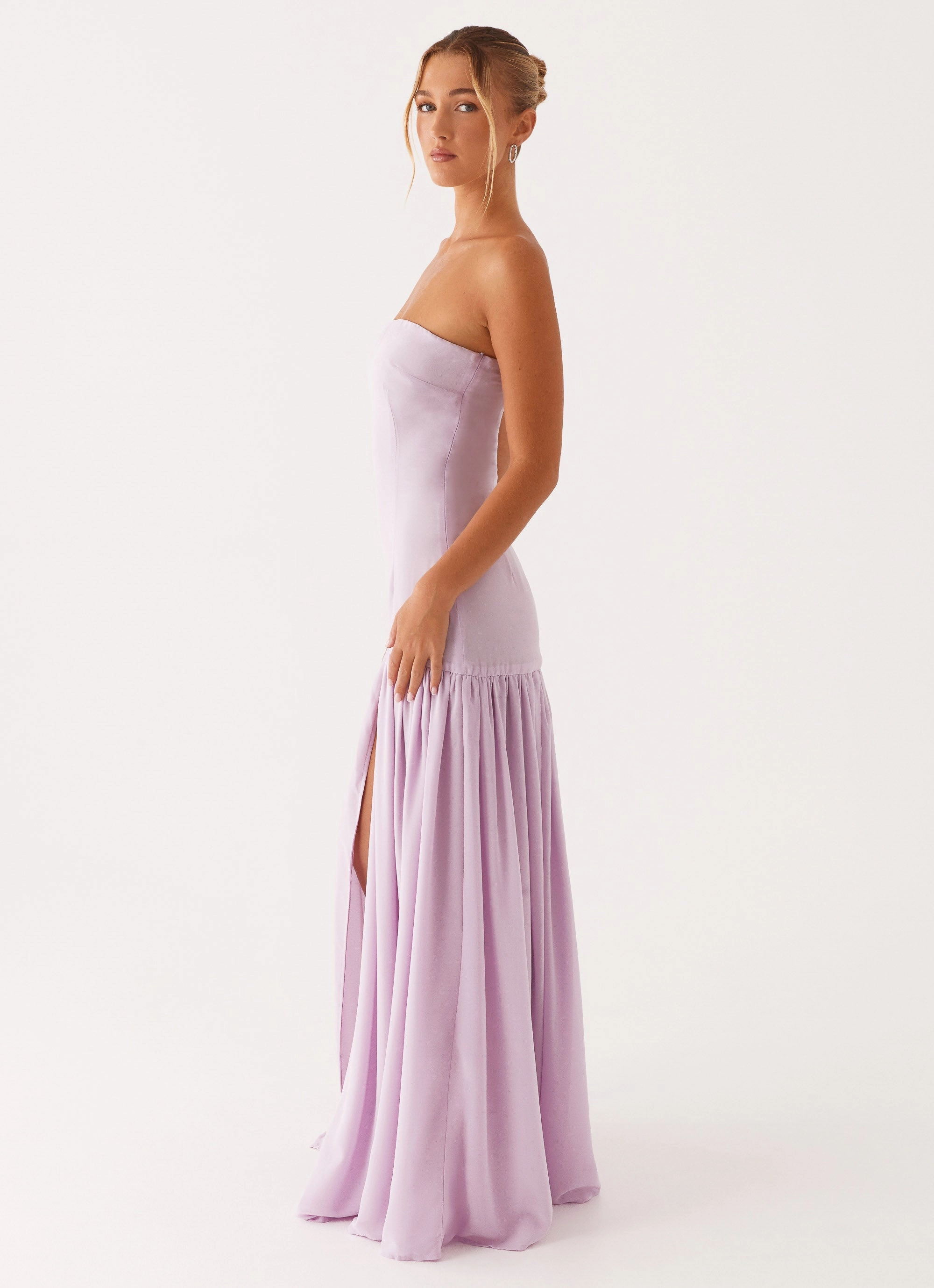 Eden Strapless Maxi Dress - Lilac Side-Zip Dreamy Flow