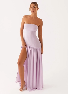 Eden Strapless Maxi Dress - Lilac Winter-Season breathable fabric dress