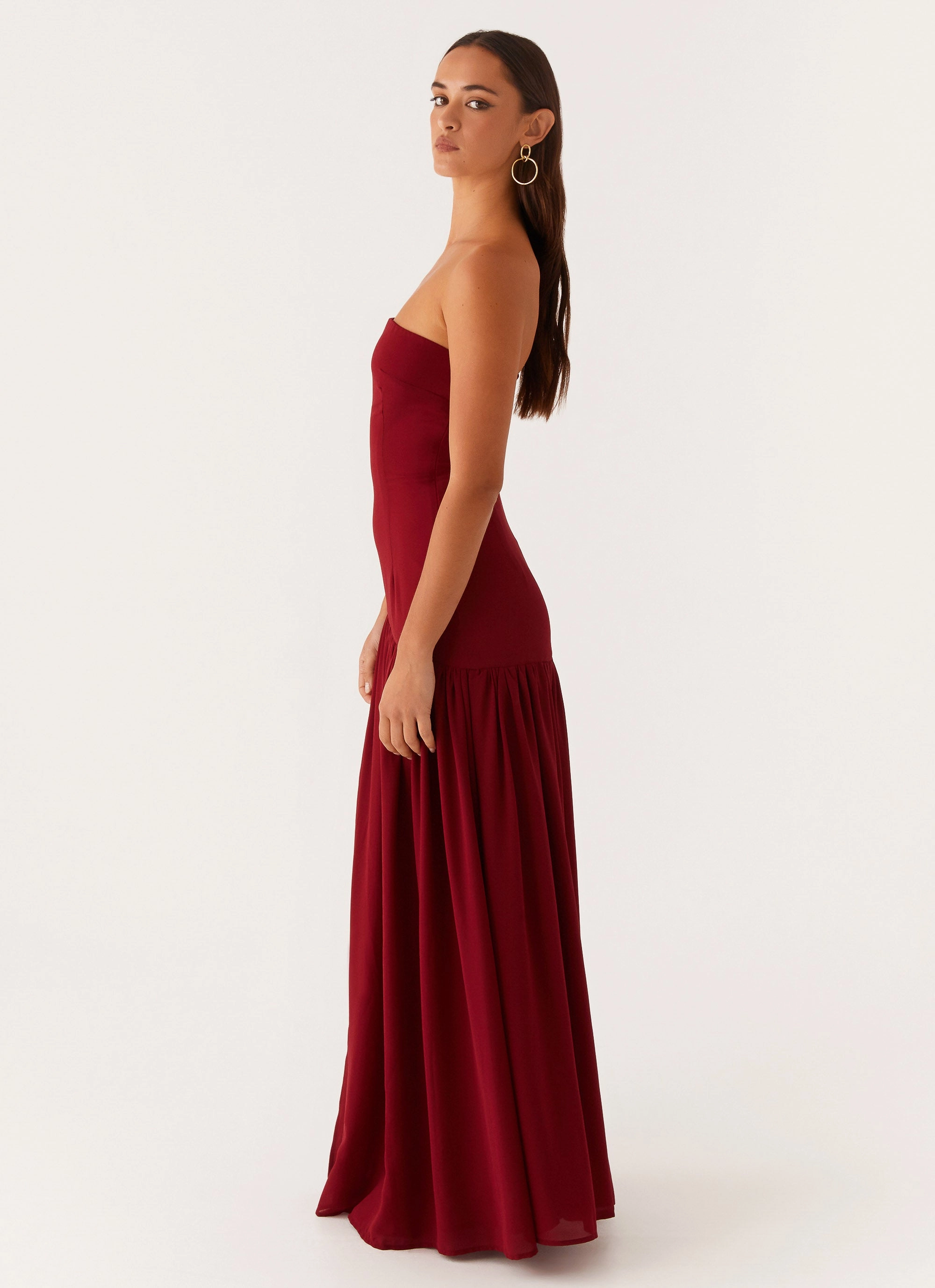 Eden Strapless Maxi Dress - Maroon Mood Focused Vibe Choice