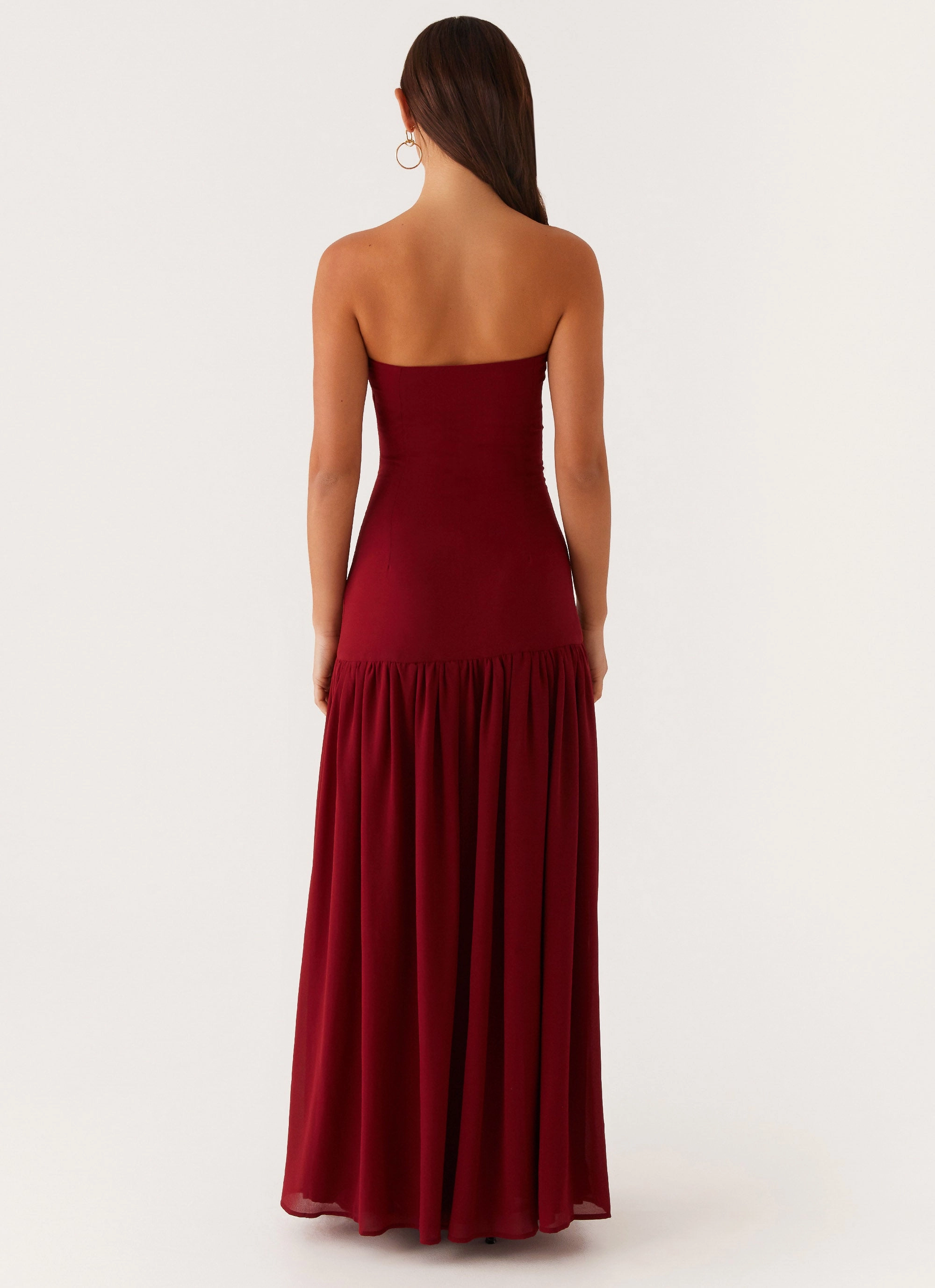 Eden Strapless Maxi Dress - Maroon City Bright Soft Hue