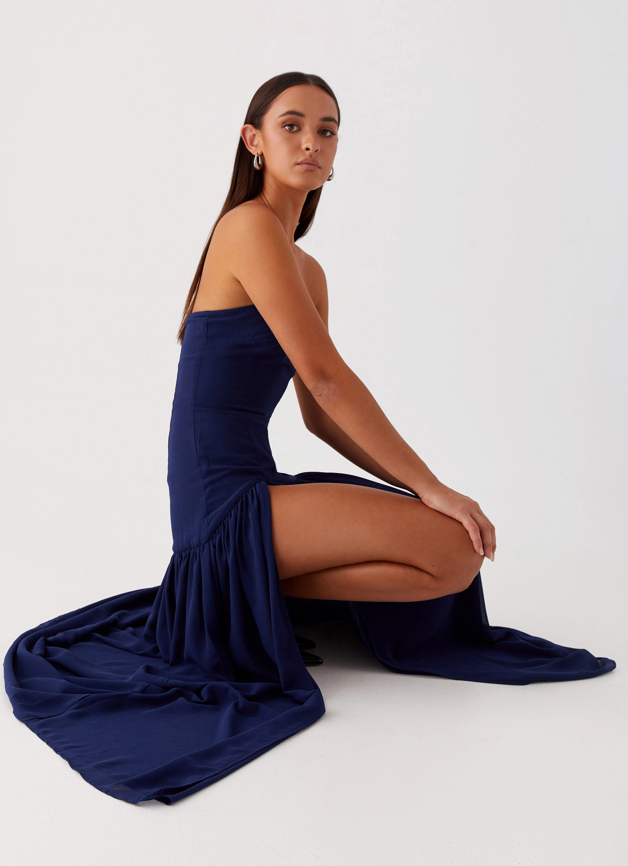 Eden Strapless Maxi Dress - Navy Ankle-length