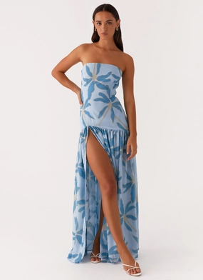 Eden Strapless Maxi Dress - Opulent Blue Sleek Design