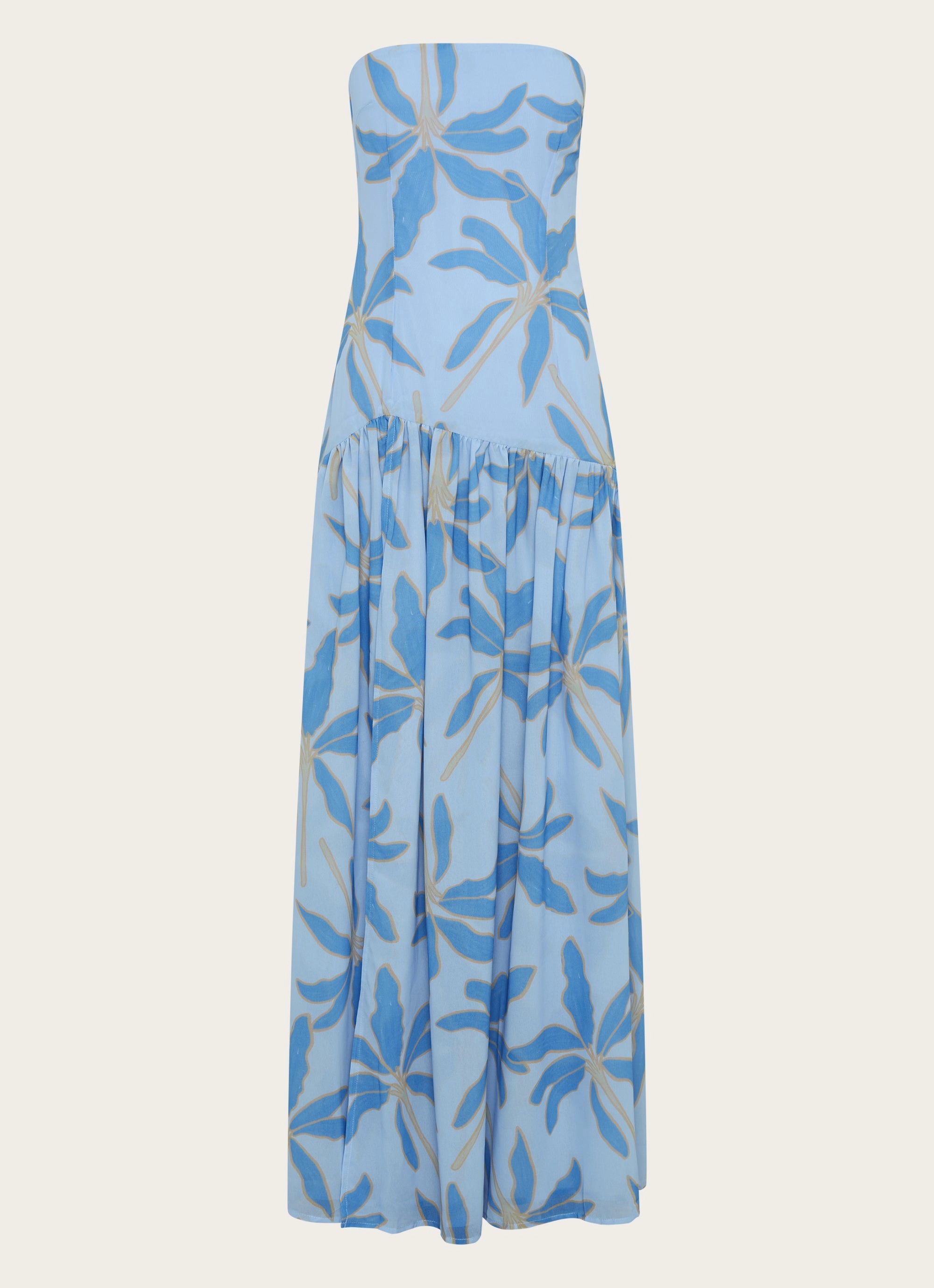 Bold colors Simple Shape Eden Strapless Maxi Dress - Opulent Blue