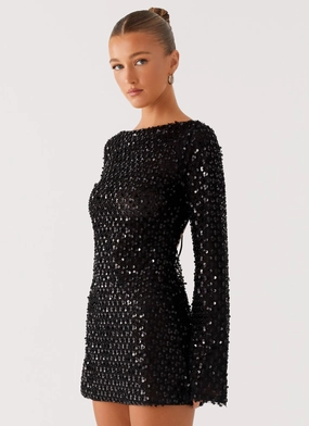 Figure-Skimming Edessa Sequin Mini Dress - Black