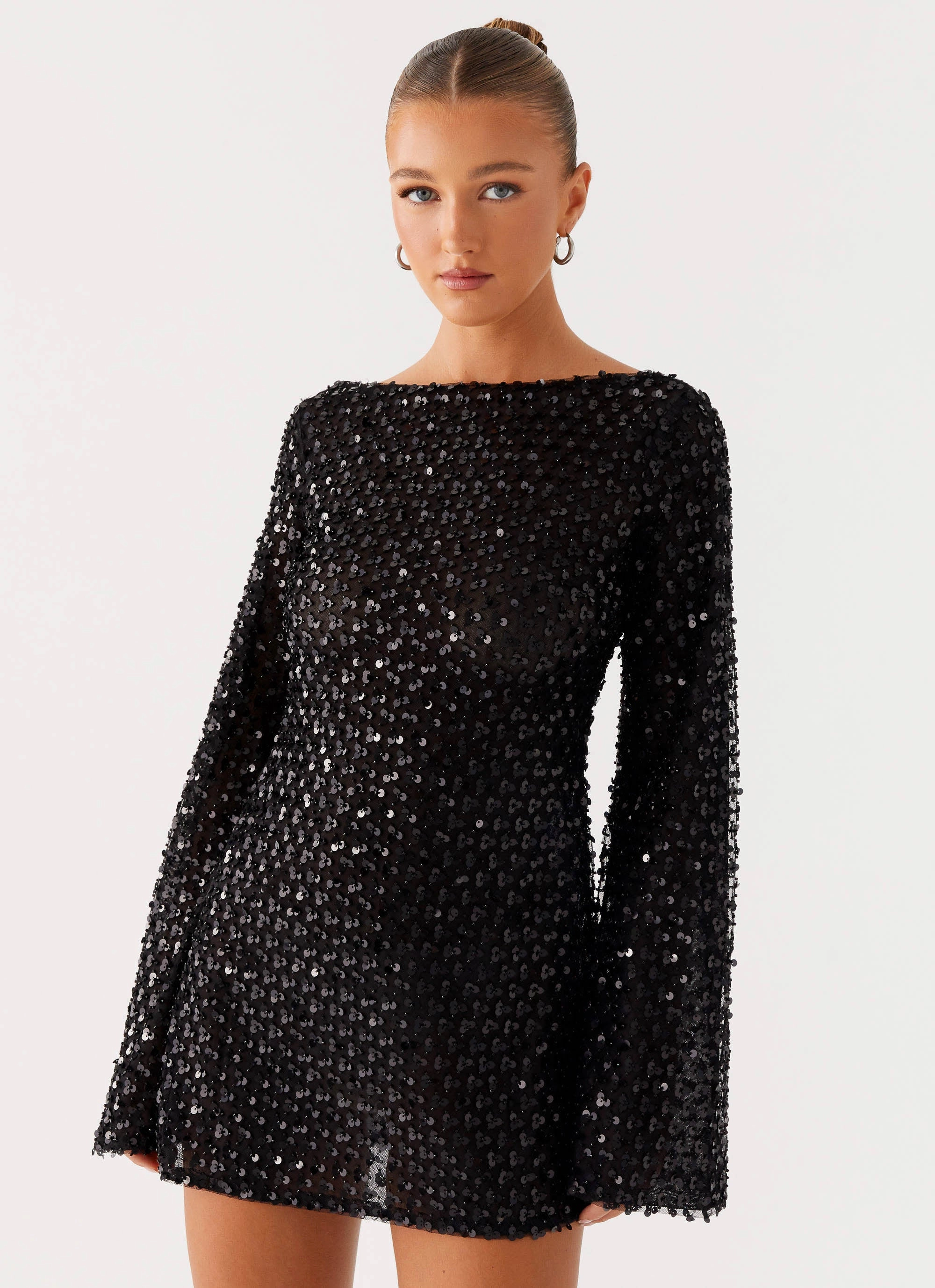 Influencer-Approved Summer Soft Edessa Sequin Mini Dress - Black