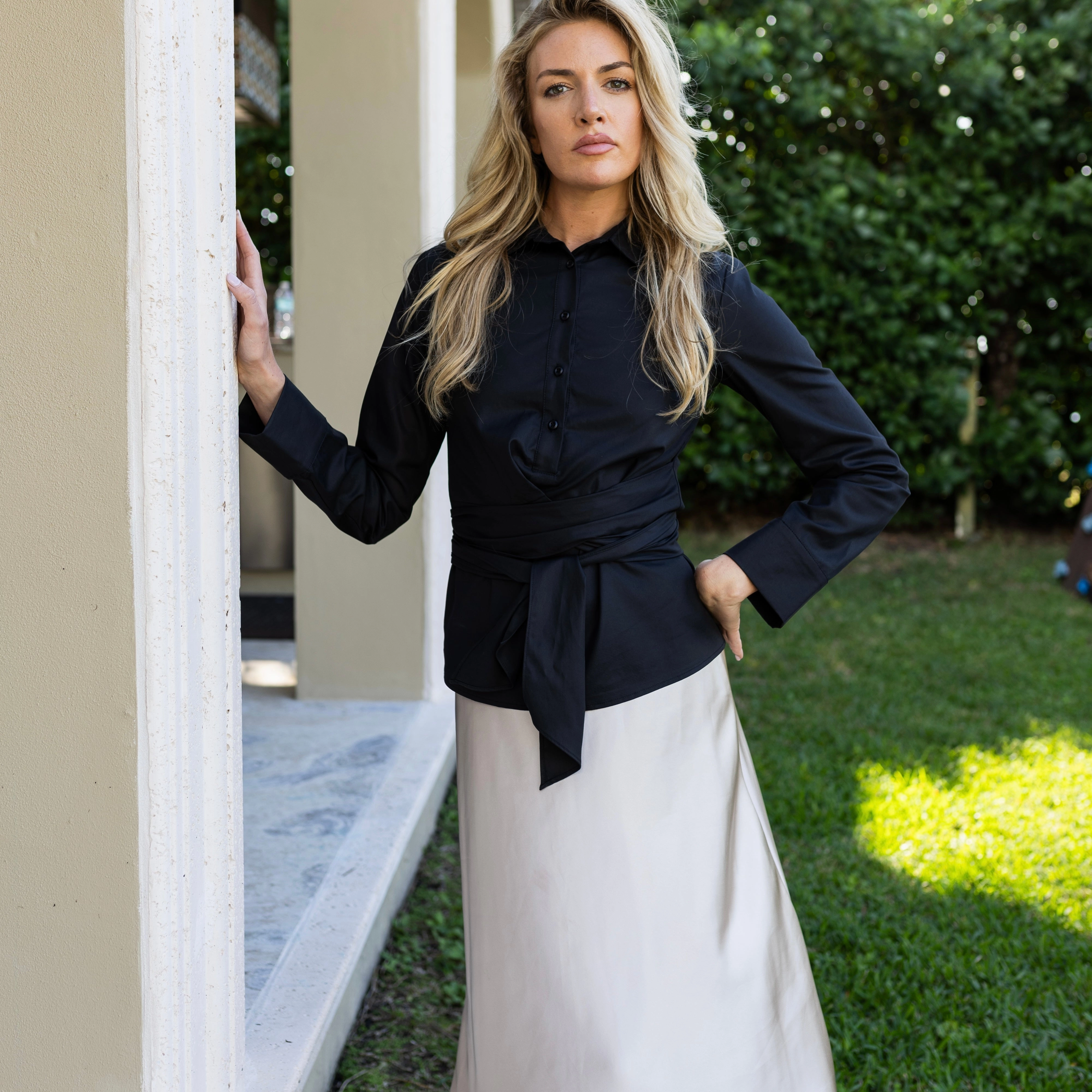 Midi Slip Skirt | Champagne Fresh Detail