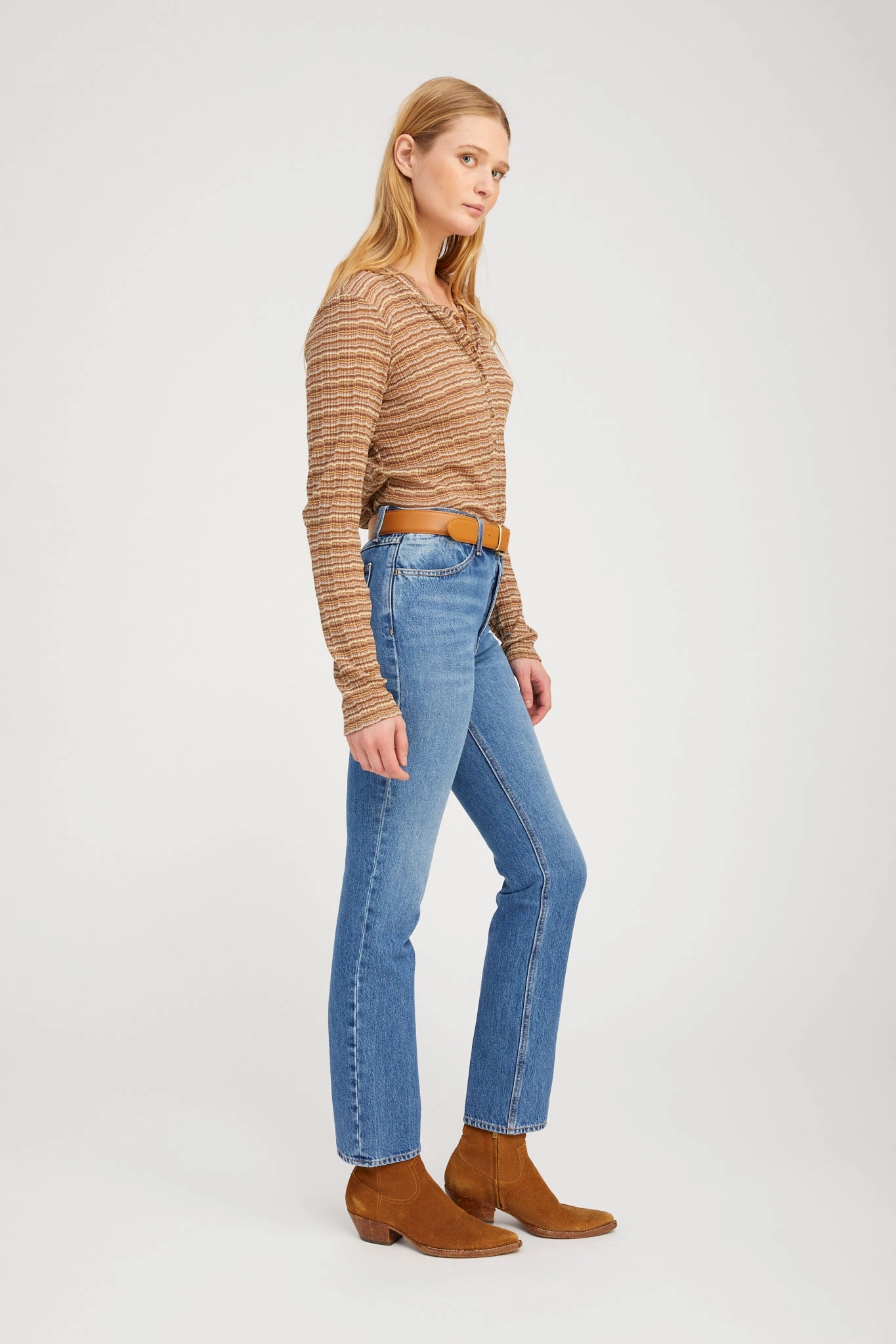 Edith Slim Straight Denim FlexibleKnees Breathable Lining