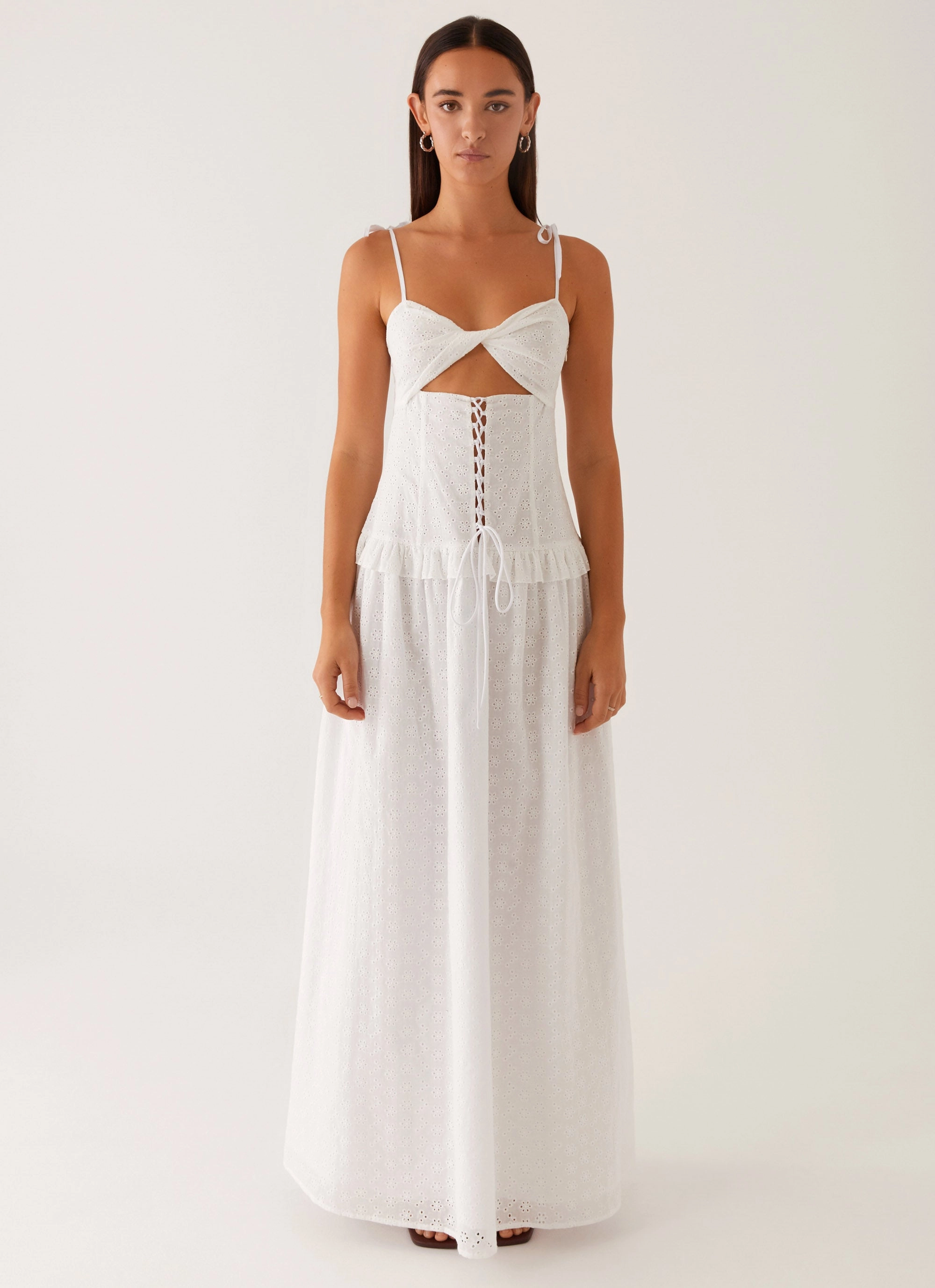 Reveria Twist Maxi Dress - Ivory Light Motion