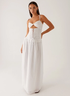 Reveria Twist Maxi Dress - Ivory Slit Detail Wrap style
