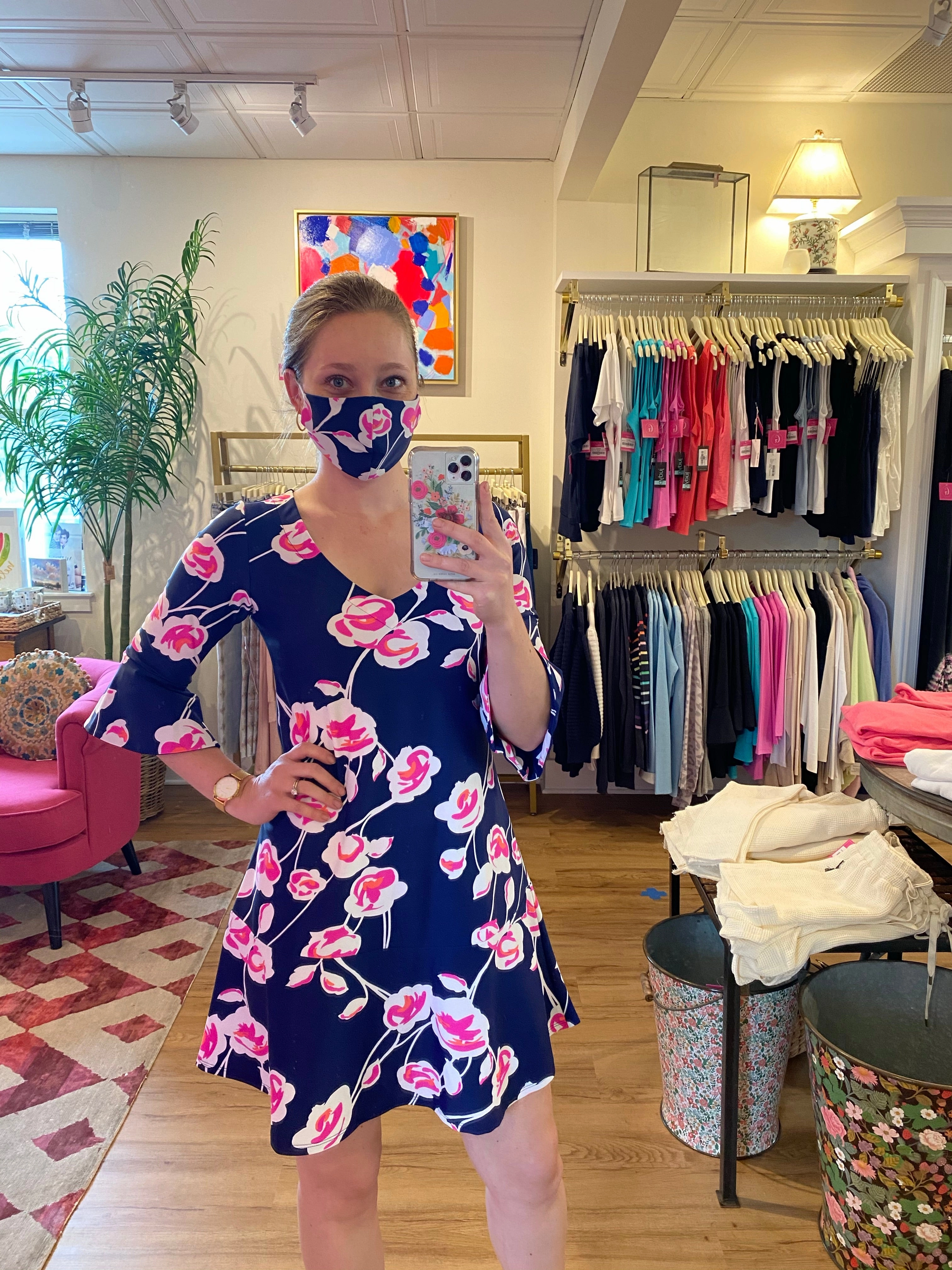 Timeless Layer Flirty Dress Navy Cloud Flower
