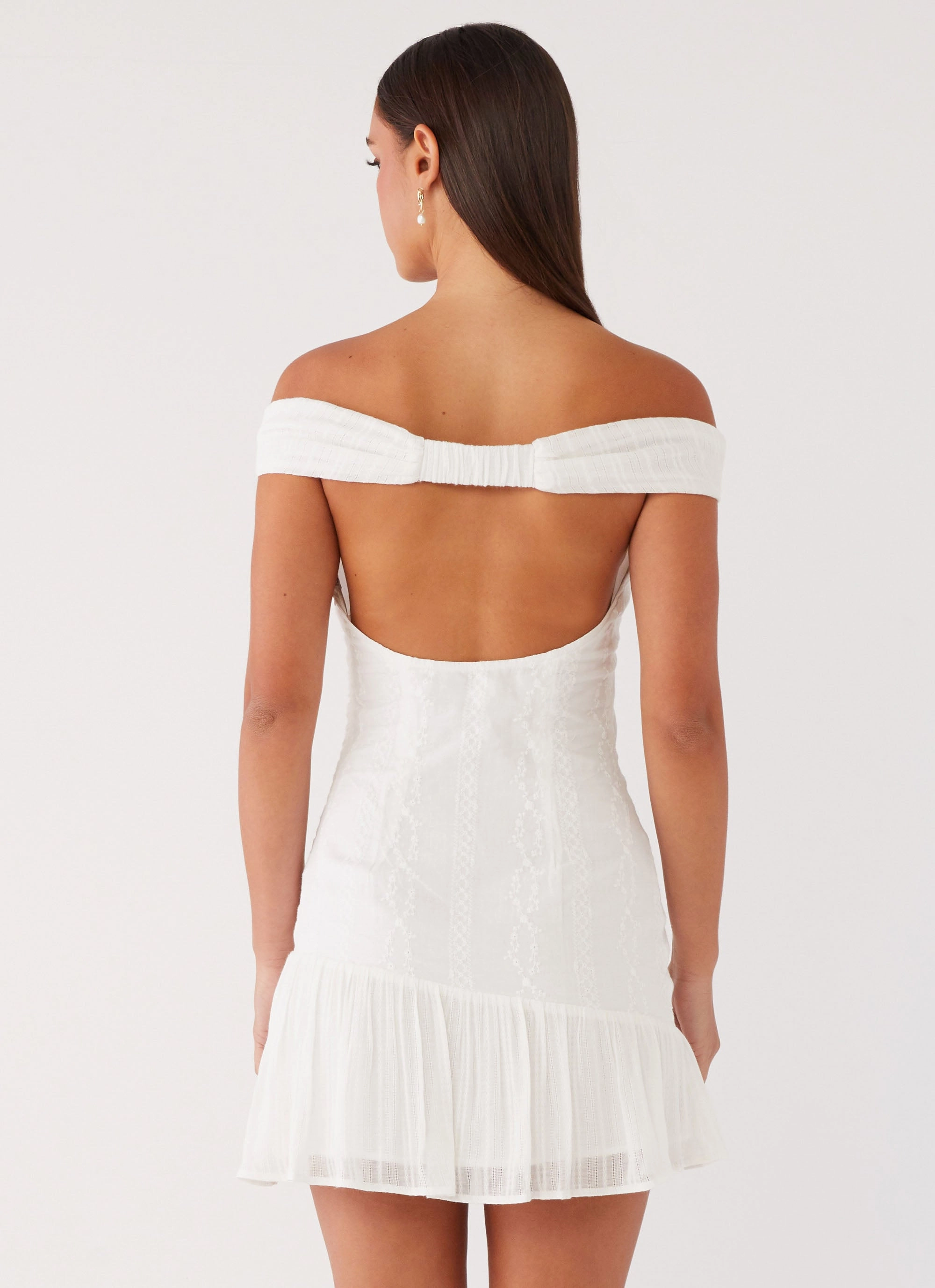 Romance Glow Gabby Ruffle Hem Mini Dress - Ivory