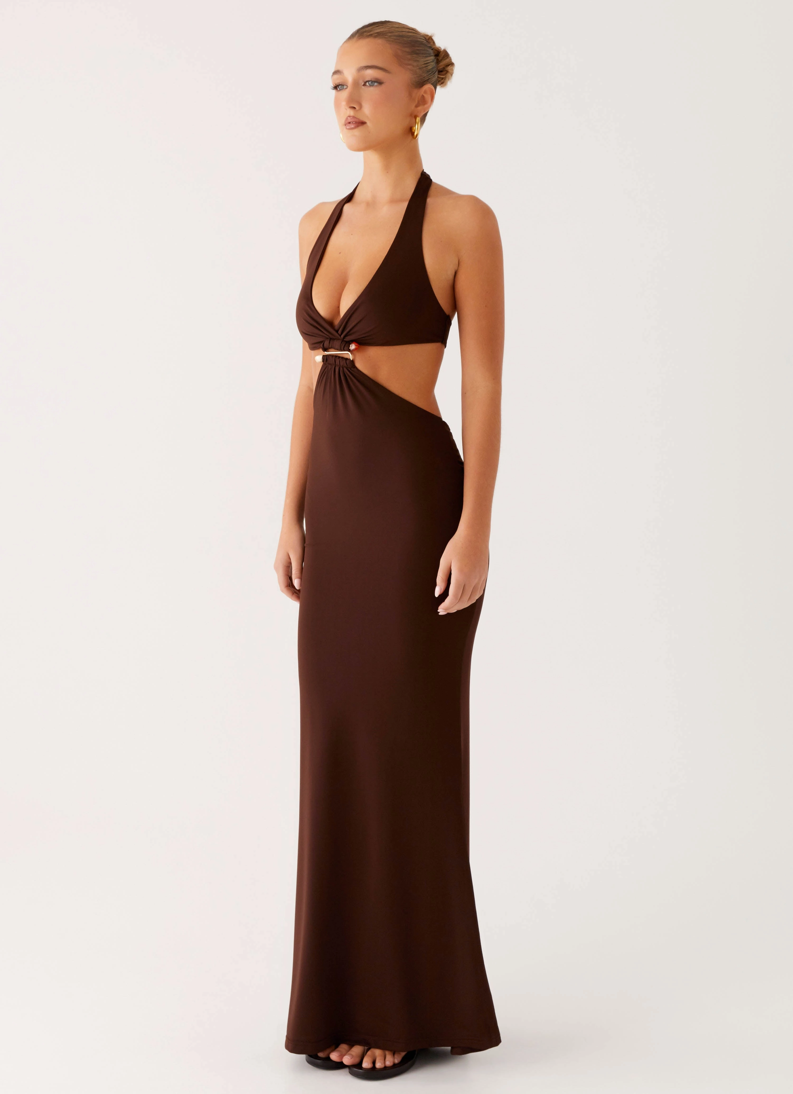 Structured-Shape Shawnie Maxi Dress - Chocolate