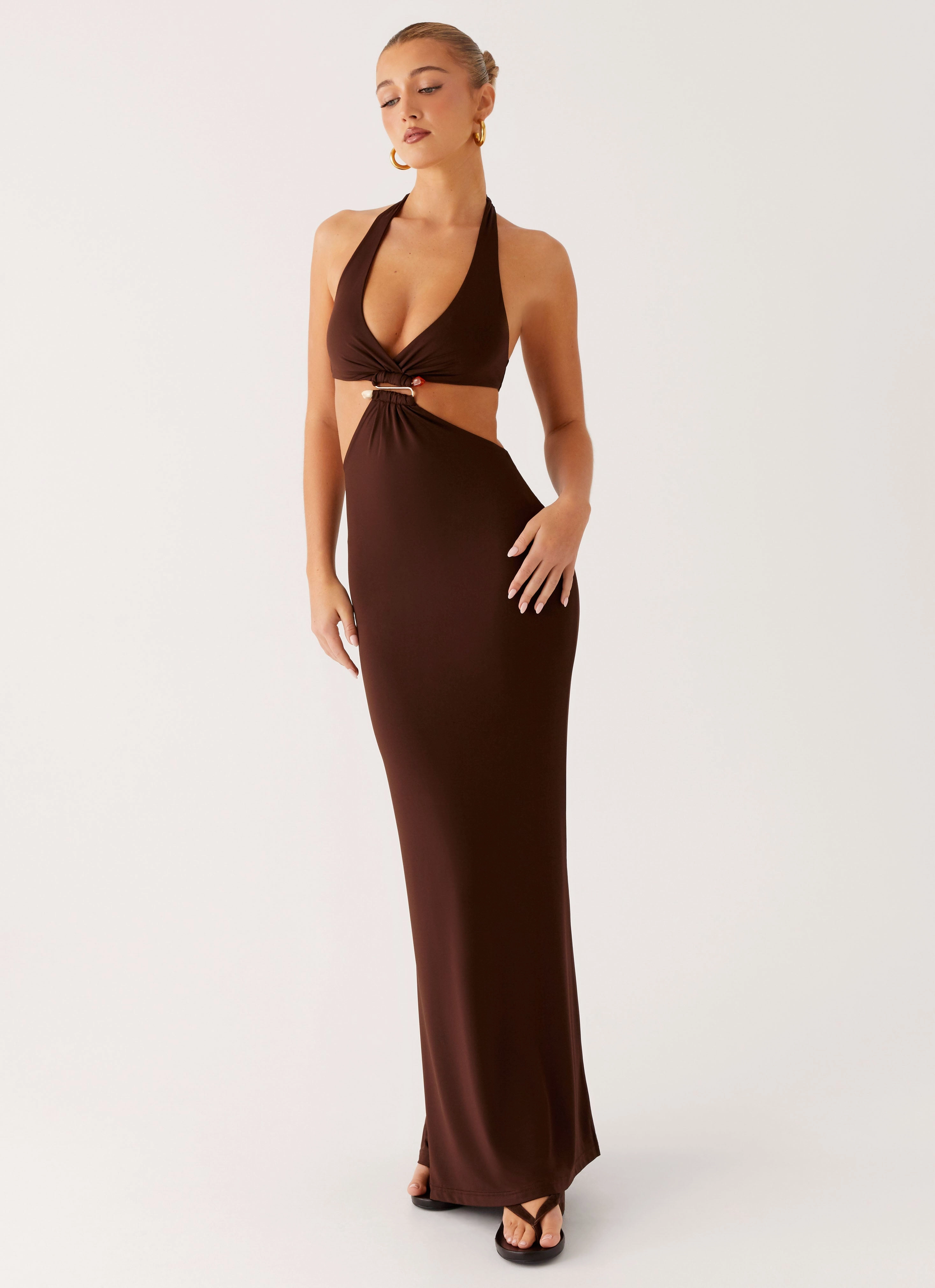 Shawnie Maxi Dress - Chocolate Fluid Fabric Chic Statement