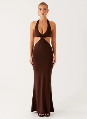 Shawnie Maxi Dress - Chocolate Sheer Light Polished Form