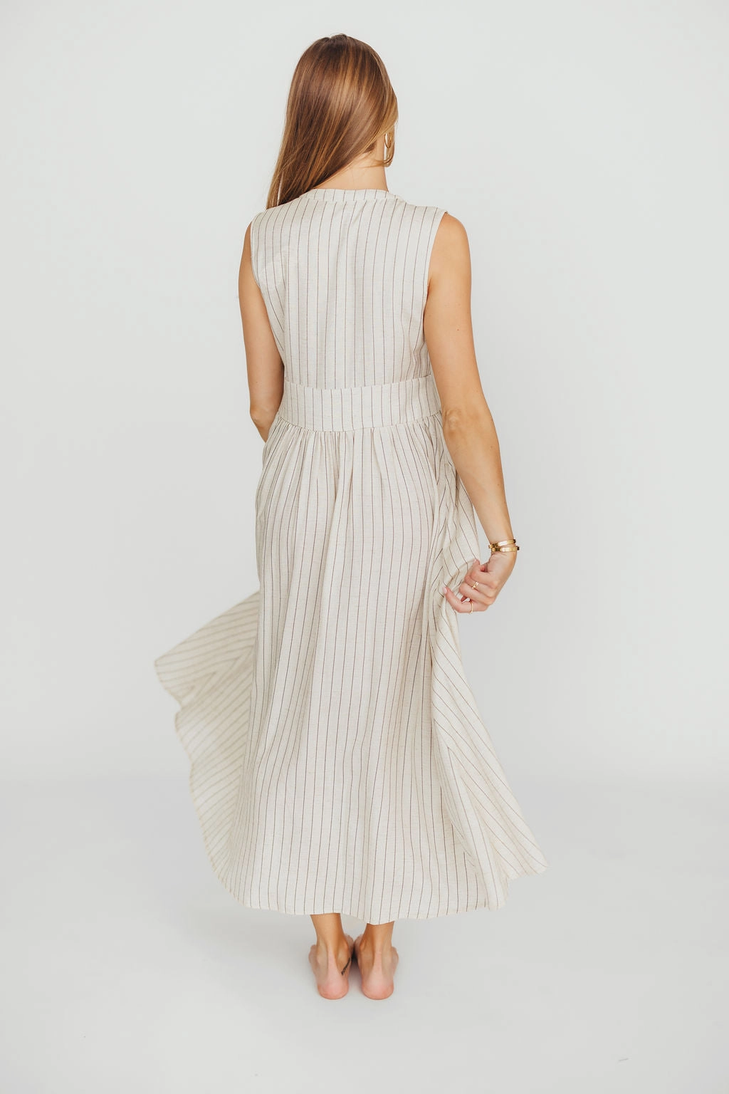 Pippy Button Down Maxi Dress in Natural/Black - Nursing Friendly Timeless Line