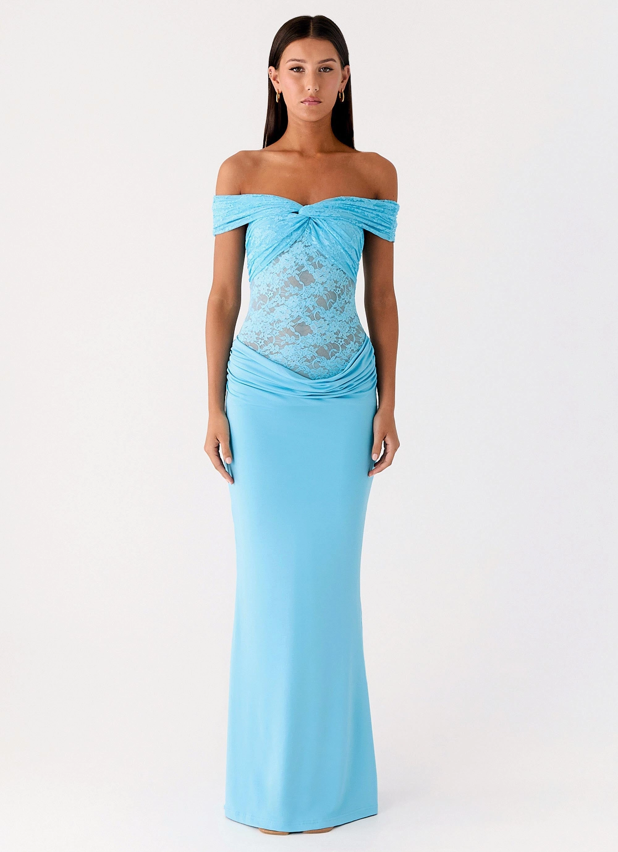 Either Way Maxi Dress - Turquoise Blue Ethically-Made Lace Detail