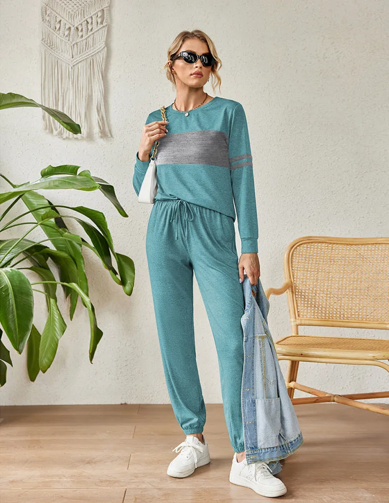 Ekouaer Colorblock Sweatsuits Pajama Sets with Pocket (US Only)