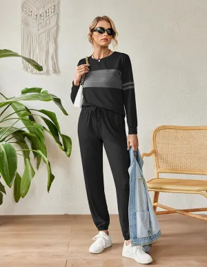Ekouaer Colorblock Sweatsuits Pajama Sets with Pocket (US Only)