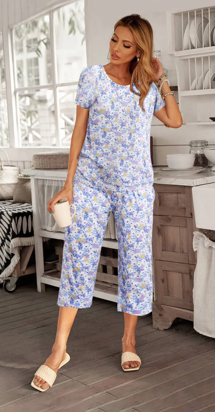 Ekouaer Cute Print with Pockets Pajama Sets (US Only)