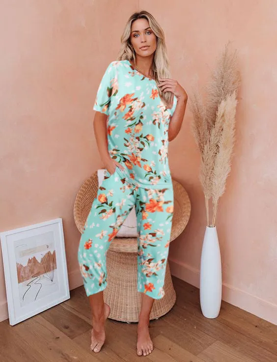 Ekouaer Cute Print with Pockets Pajama Sets (US Only)