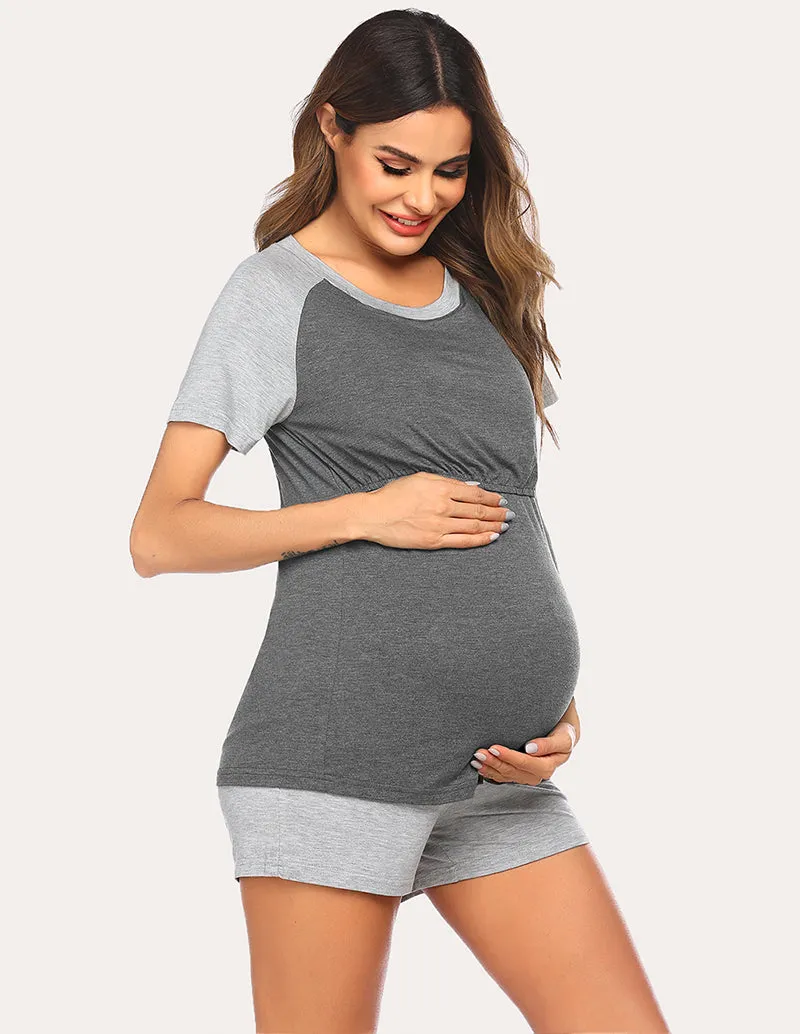Ekouaer Maternity Nursing Breastfeeding Pajamas Set (US Only)