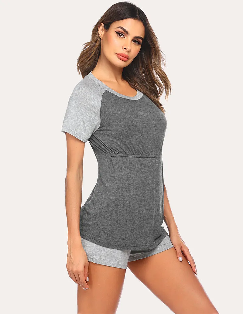 Ekouaer Maternity Nursing Breastfeeding Pajamas Set (US Only)
