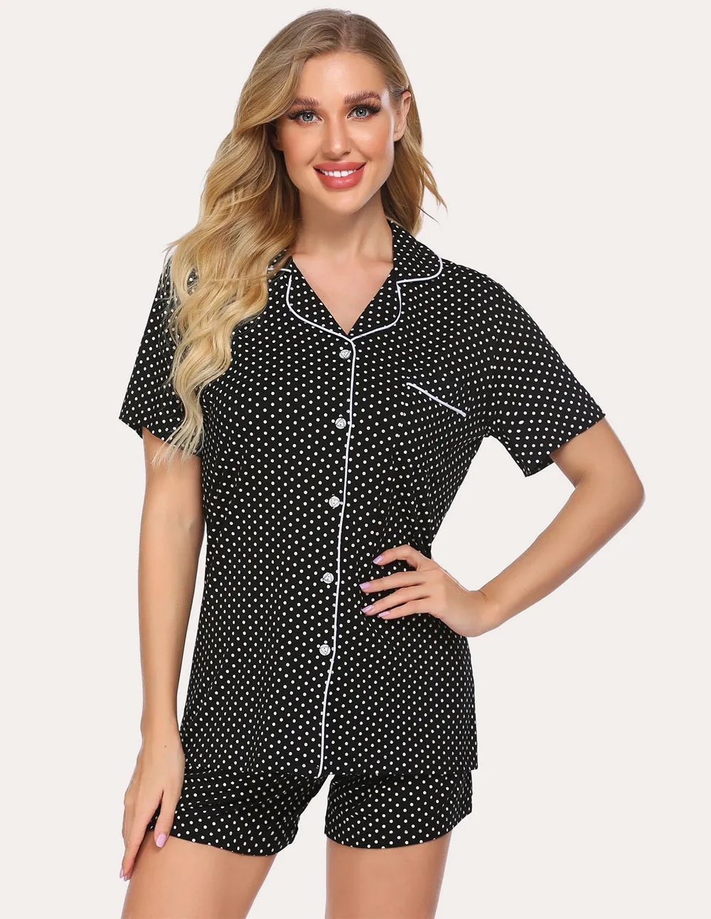 Ekouaer Polka Dot Plaid Pajama Set (US Only)