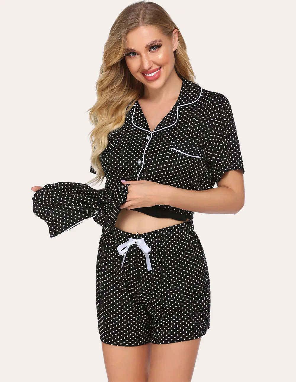 Ekouaer Polka Dot Plaid Pajama Set (US Only)