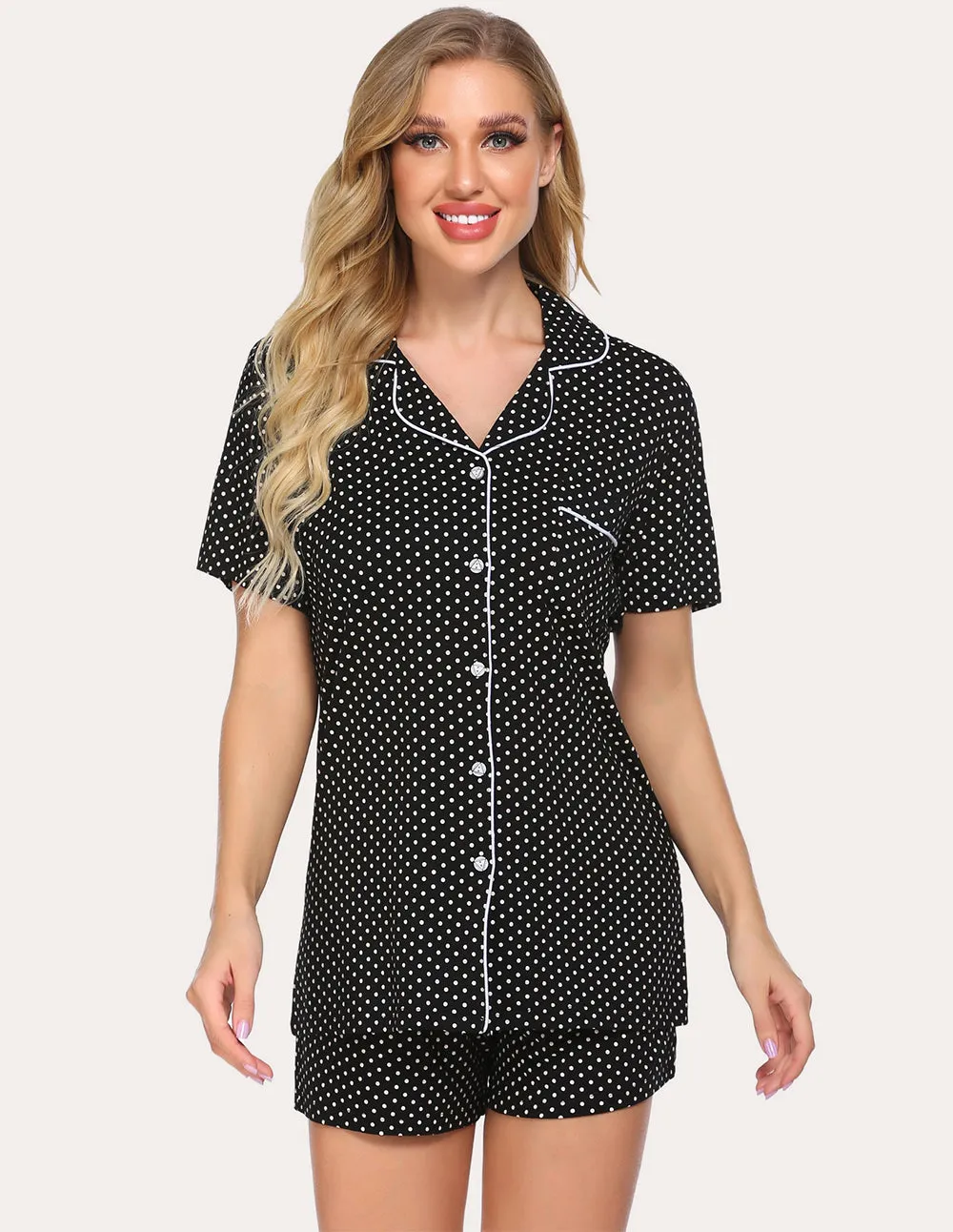 Ekouaer Polka Dot Plaid Pajama Set (US Only)