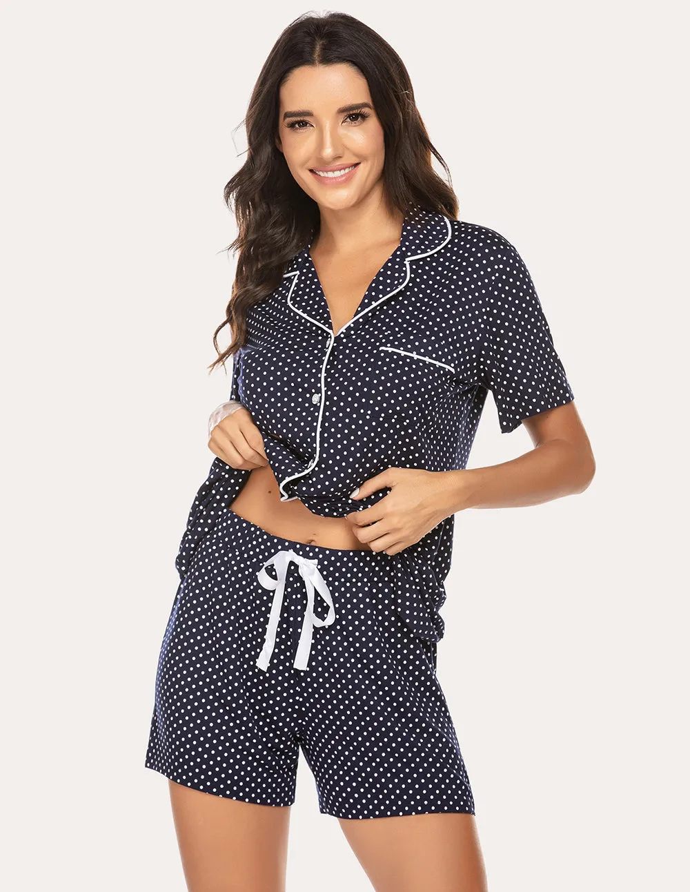 Ekouaer Polka Dot Plaid Pajama Set (US Only)
