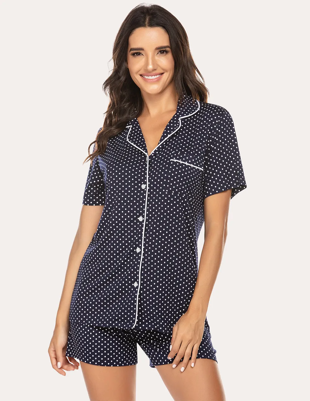 Ekouaer Polka Dot Plaid Pajama Set (US Only)