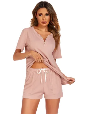 Ekouaer Short Sleeve Button Down Loungewear Set (US Only)