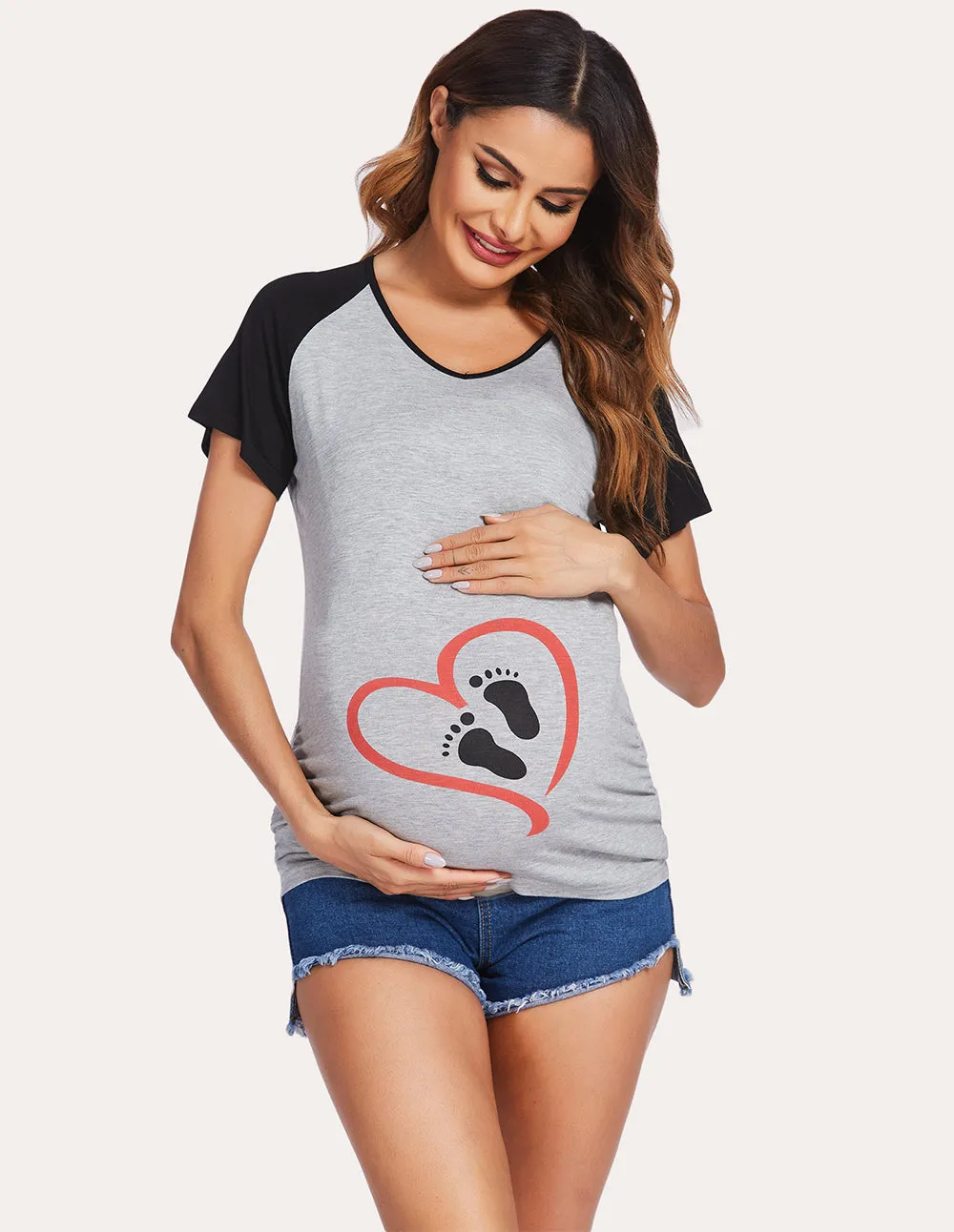 Ekouaer Side Ruched Maternity T-shirt (US Only)