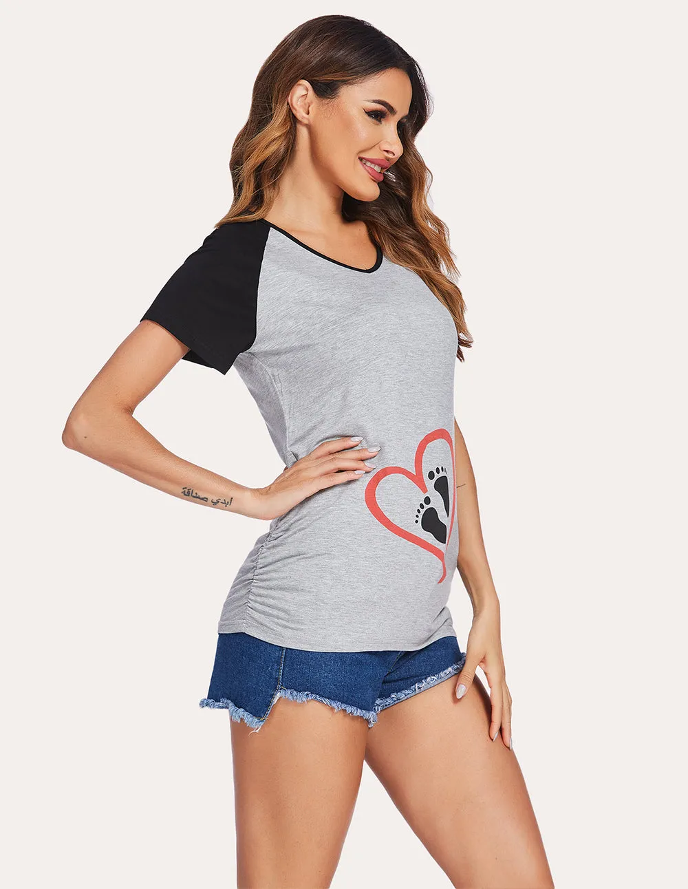 Ekouaer Side Ruched Maternity T-shirt (US Only)