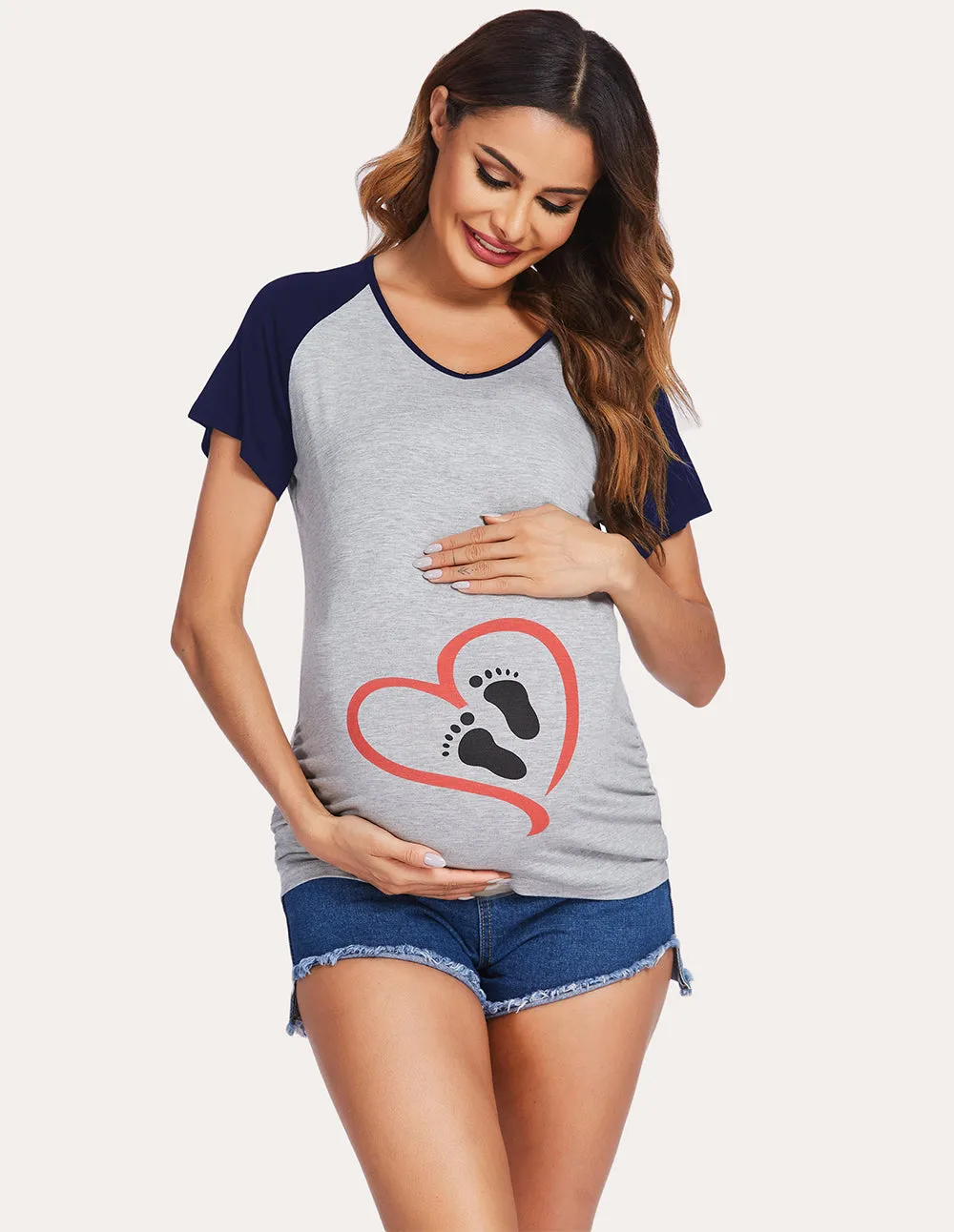 Ekouaer Side Ruched Maternity T-shirt (US Only)