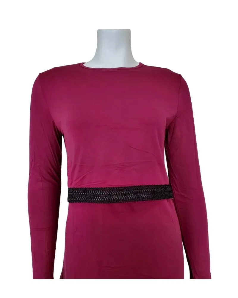 EL937 Wine Modal Nursing Pajamas Set with Black Trim