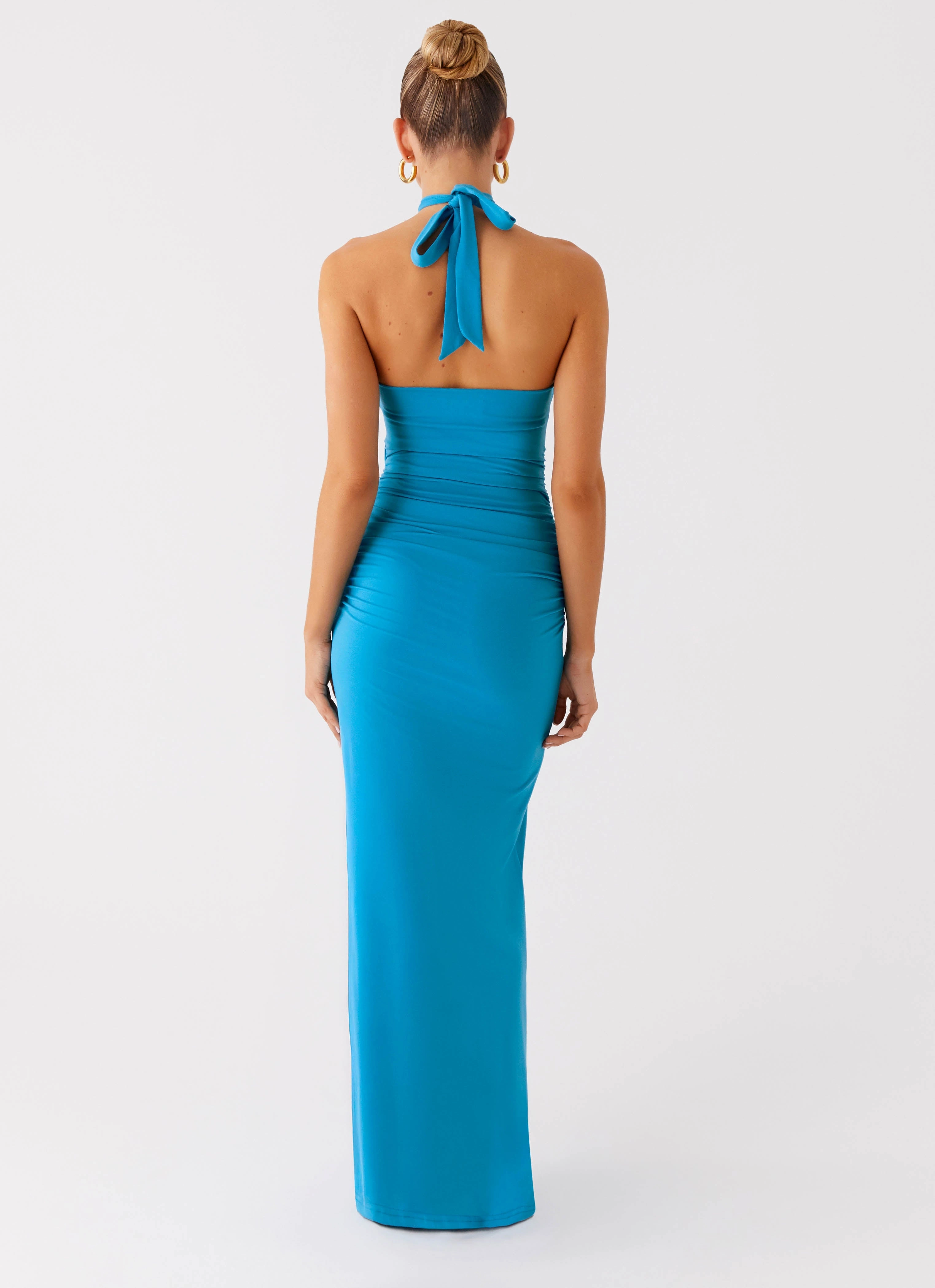 Perfect Mood Chiquita Halter Maxi Dress - Turquoise Blue