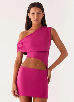 Stylish Mood Give Me A Sign Mini Dress - Fuchsia